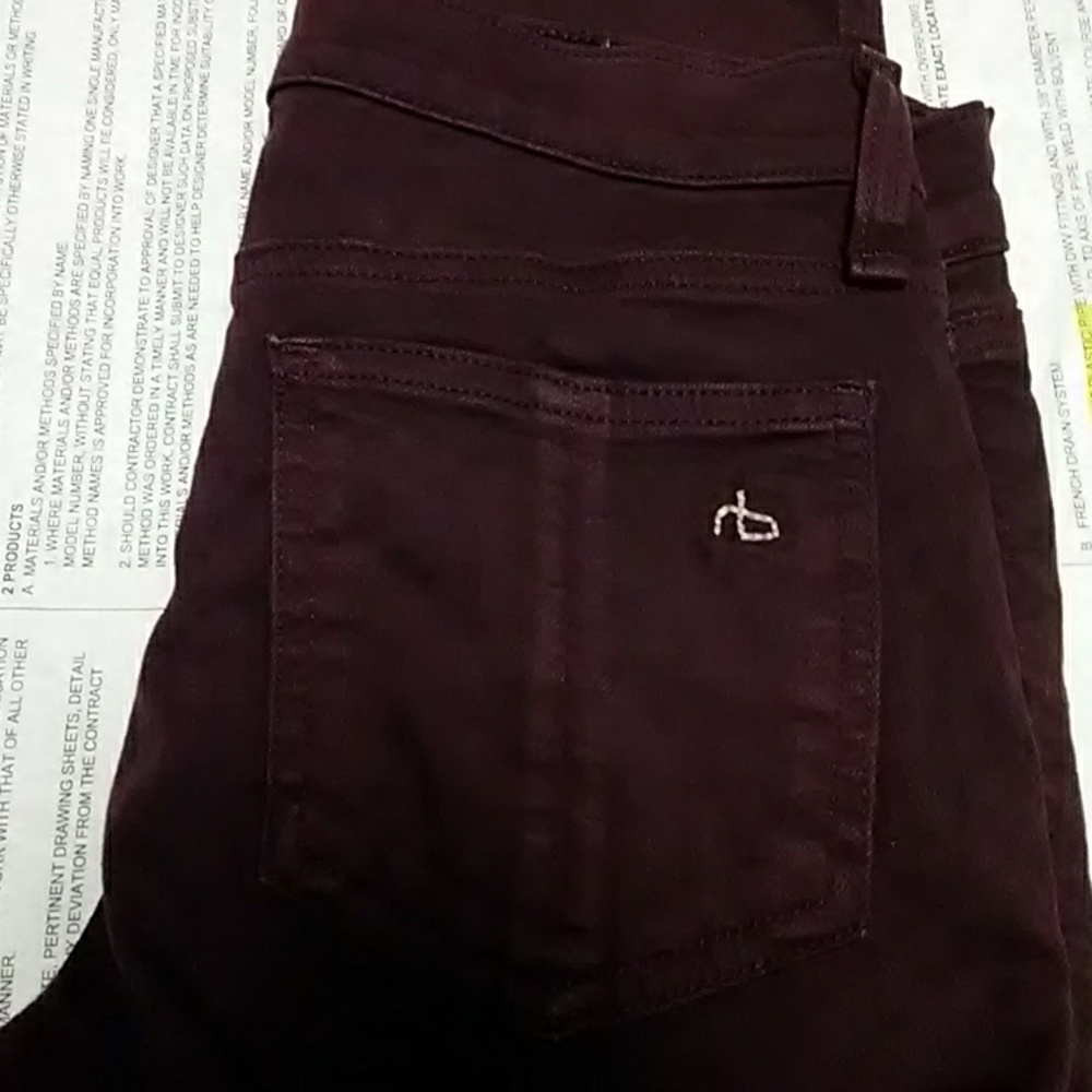 Rag & Bone the Skinny jeans distressed wine Sz 24 - Picture 2 of 7